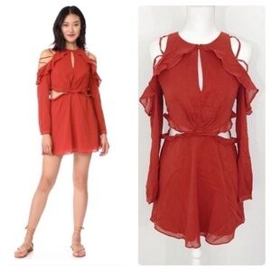 Revolve Red Carter Cold Shoulder Side Cut Dress